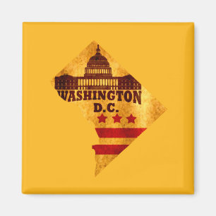 Imán Bandera del mapa vintage Washington DC