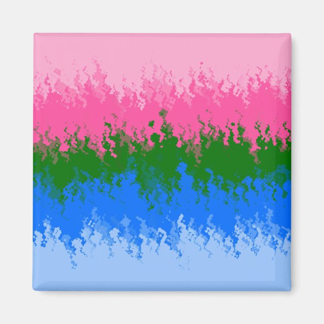 Imán Bandera del Orgullo Abstracto Trippy Omniromántico (Frente)