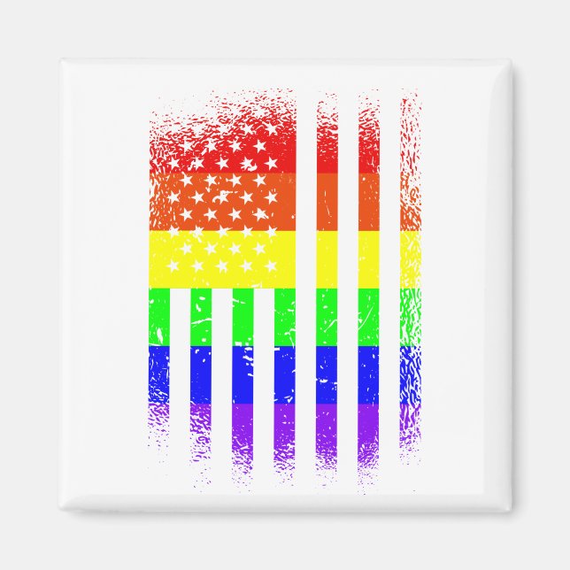 Imán bandera del orgullo americano arco iris lgbt (Frente)