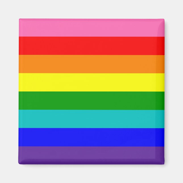 Imán Bandera del Orgullo Arcoíris de Ocho Franjas (Frente)