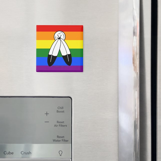 Imán bandera del orgullo de dos espíritus de SlipperyJo (In situ (nevera))