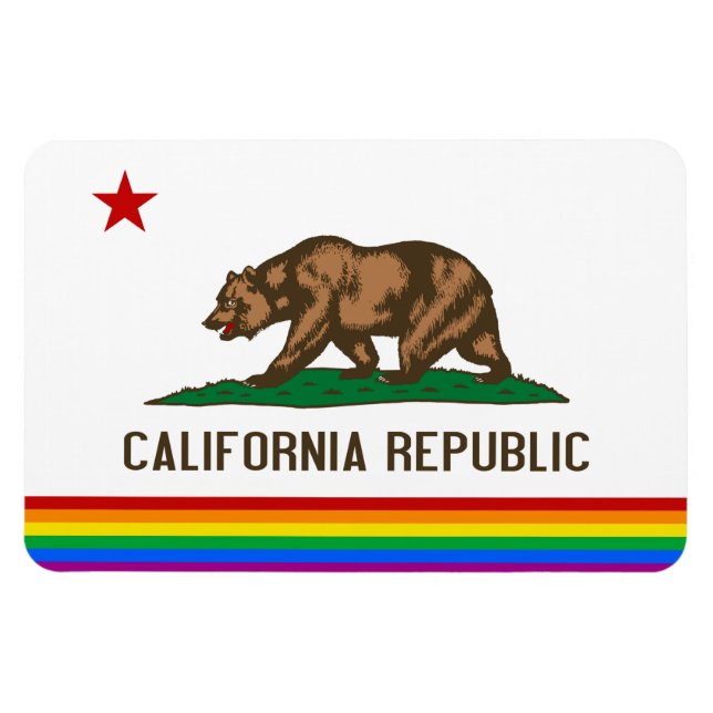 Imán Bandera del Orgullo Gay de California (Horizontal)