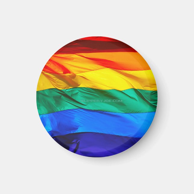 Imán Bandera del orgullo gay de SlipperyJoe ondeando co (Frente)