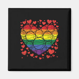 Imán Bandera del orgullo gay del corazón del baloncesto