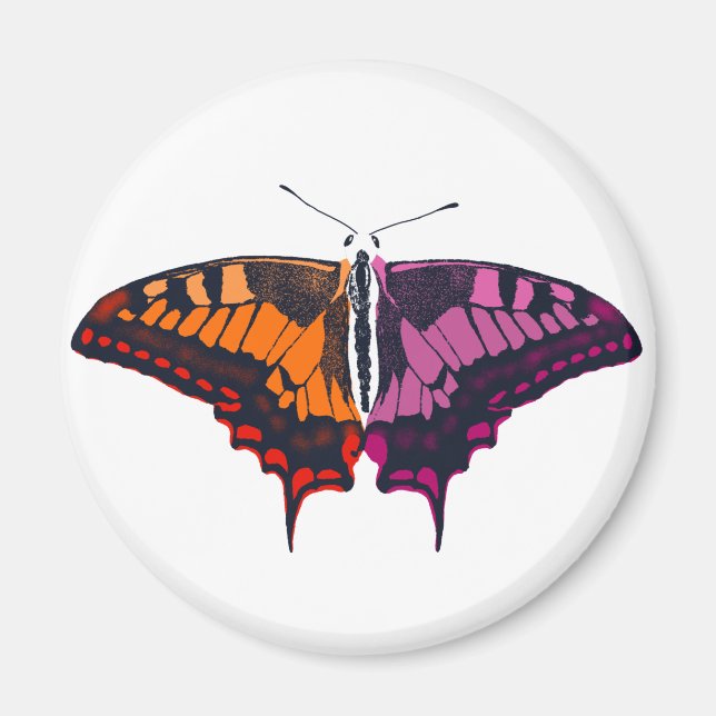 Imán Bandera del Orgullo Lésbico Mariposa Trasera (Frente)