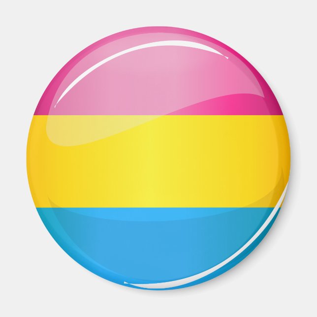 Imán Bandera del Orgullo Pansexual Glossy Round (Frente)