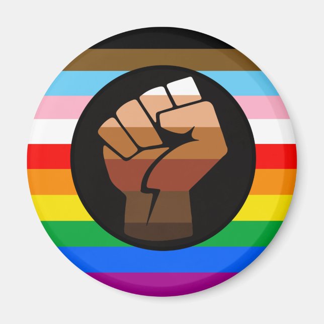 Imán Bandera del orgullo POC Progreso LGBTQ+ (Frente)