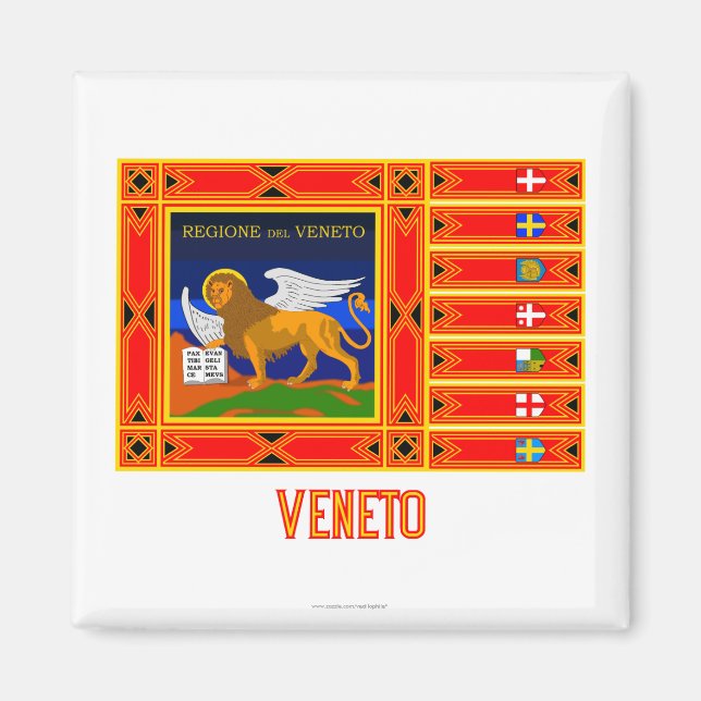 Imán Bandera del Véneto con nombre (Frente)