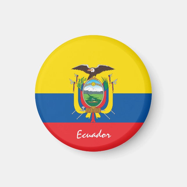Imán Bandera ecuatoriana y Ecuador - hinchas de viajes/ (Frente)
