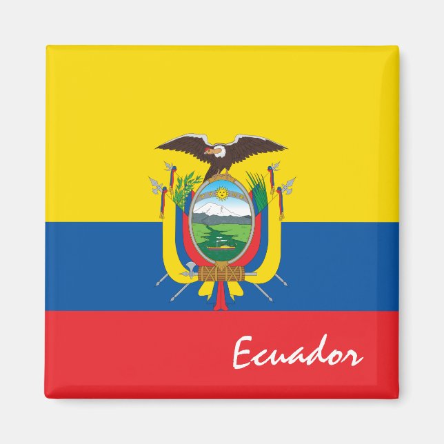 Imán Bandera ecuatoriana y hinchas de feriado y deporte (Frente)