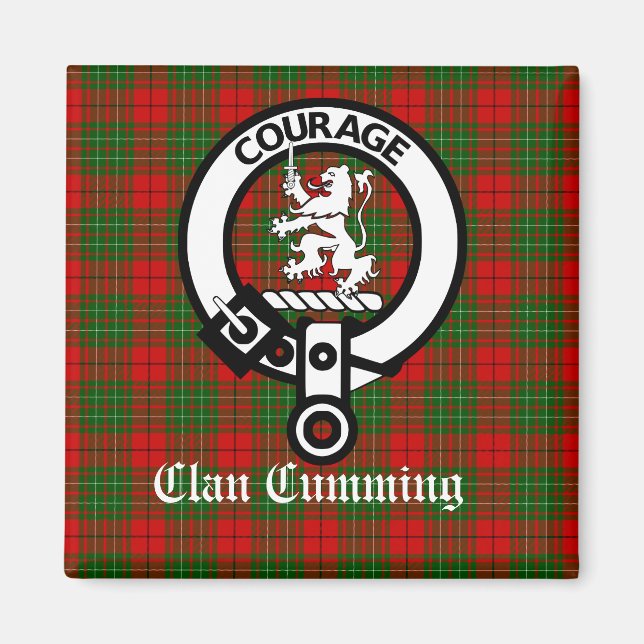 Imán Bandera Escudo Clan Cumming y Tartán (Frente)