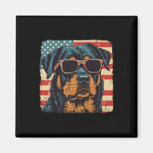 Imán Bandera Estadounidense 4 De Julio Arte De Perro Ro