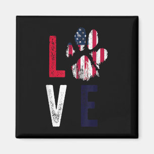 Imán Bandera Estadounidense Ama Al Perro Paw Patriótico