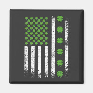 Imán Bandera estadounidense con shamrock Square