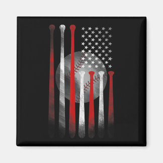 Imán Bandera estadounidense de béisbol vintage Dad Mom 