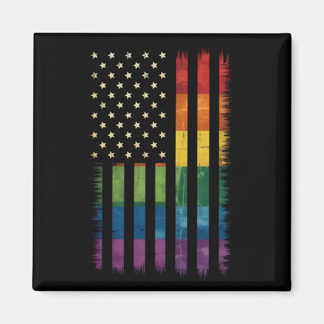 Imán Bandera estadounidense de EE. UU. Arcoíris Orgullo (Frente)
