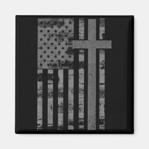 Imán Bandera estadounidense de EE. UU. Cruz de fe crist
