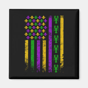 Imán Bandera estadounidense de Mardi Gras cangrejo de r