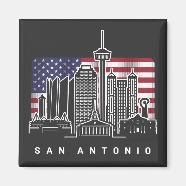 Imán Bandera estadounidense de San Antonio Texas (Frente)