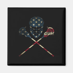 Imán Bandera Estadounidense divertida Lacrosse Hombres 