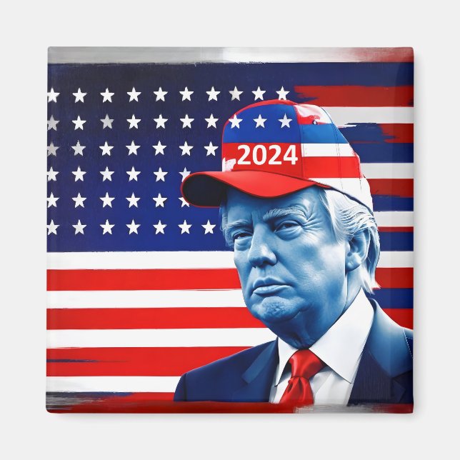 Imán Bandera estadounidense Donald Trump 2024 (Frente)