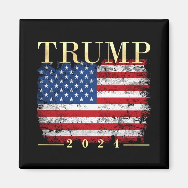 Imán Bandera estadounidense elegante de oro de Trump 20 (Frente)