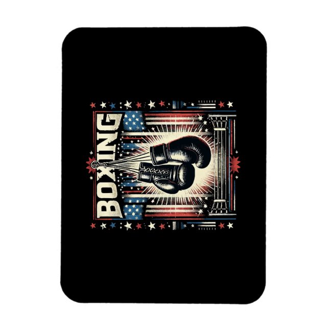 Imán Bandera estadounidense en problemas de boxeo - Box (Vertical)