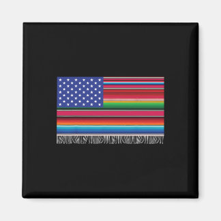 Imán Bandera Estadounidense Mexicana Serape Cinco De Ma