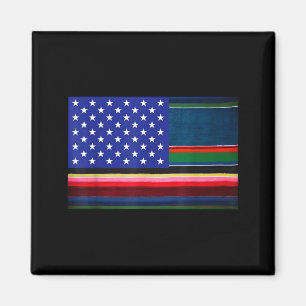 Imán bandera estadounidense mexicana serape cinco de ma