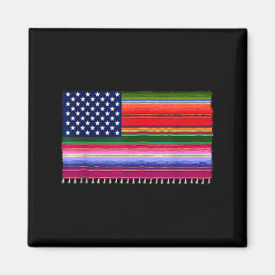 Imán bandera estadounidense mexicana serape cinco de ma