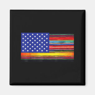 Imán bandera estadounidense mexicana serape cinco de ma