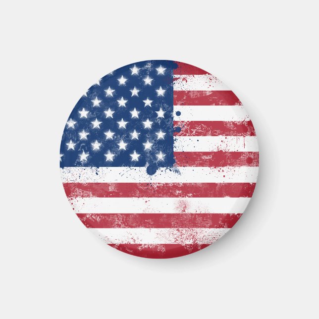 Imán Bandera estadounidense pintada de salpicaduras (Frente)
