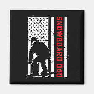 Imán Bandera estadounidense Snowboarding Dad Papa Sn
