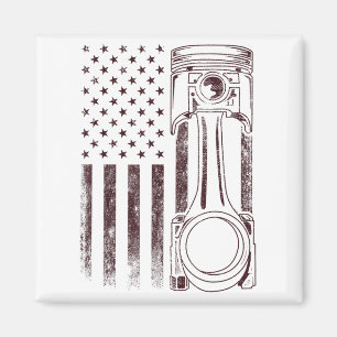 Imán Bandera estadounidense vintage Piston Funny Muscar