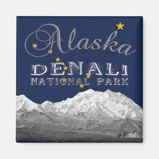 Imán Bandera Estatal Alaska Mt McKinley Magnet