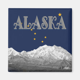 Imán Bandera Estatal Alaska Mt McKinley Magnet