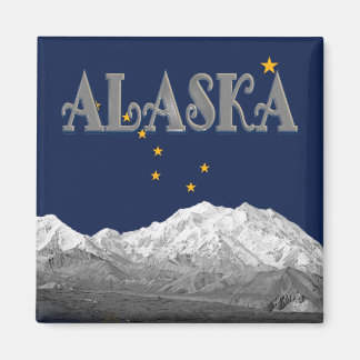 Imán Bandera Estatal Alaska Mt McKinley Magnet