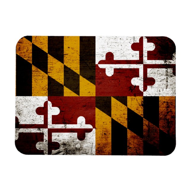 Imán Bandera estatal Black Grunge Maryland (Horizontal)
