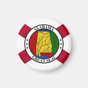 Imán Bandera estatal de Alabama/Sello estatal superpues