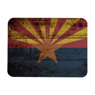 Imán Bandera estatal de Arizona en grano de madera viej
