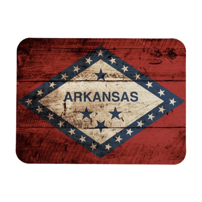Imán Bandera estatal de Arkansas en grano de madera vie (Horizontal)