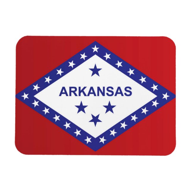 Imán Bandera Estatal de Arkansas, Estados Unidos (Horizontal)