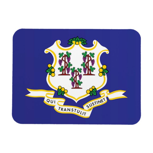 Imán Bandera estatal de Connecticut, Estados Unidos (Horizontal)