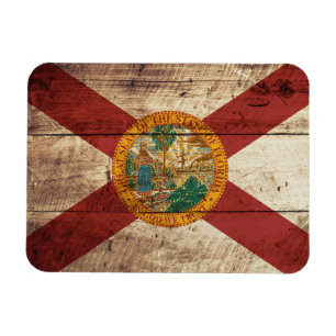 Imán Bandera estatal de Florida en grano de madera viej