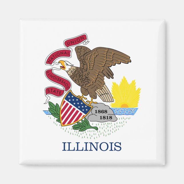 Imán Bandera Estatal de Illinois (Frente)