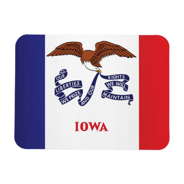Imán Bandera estatal de Iowa, Estados Unidos (Horizontal)