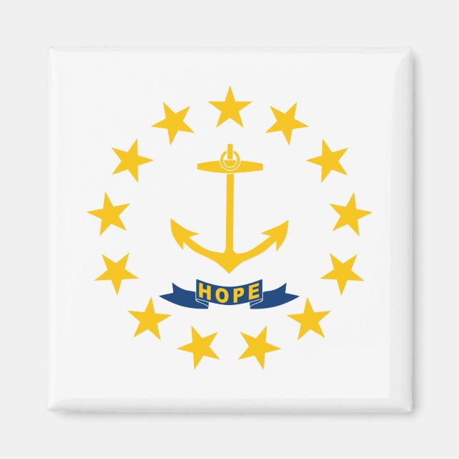 Imán Bandera estatal de la isla de Rhode (Frente)