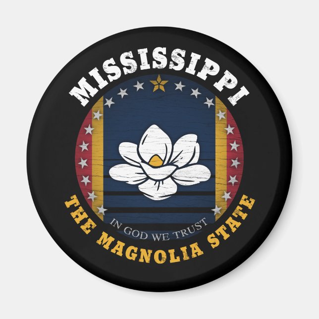IMÁN BANDERA ESTATAL DE MISSISSIPPI MAGNOLIA (Frente)