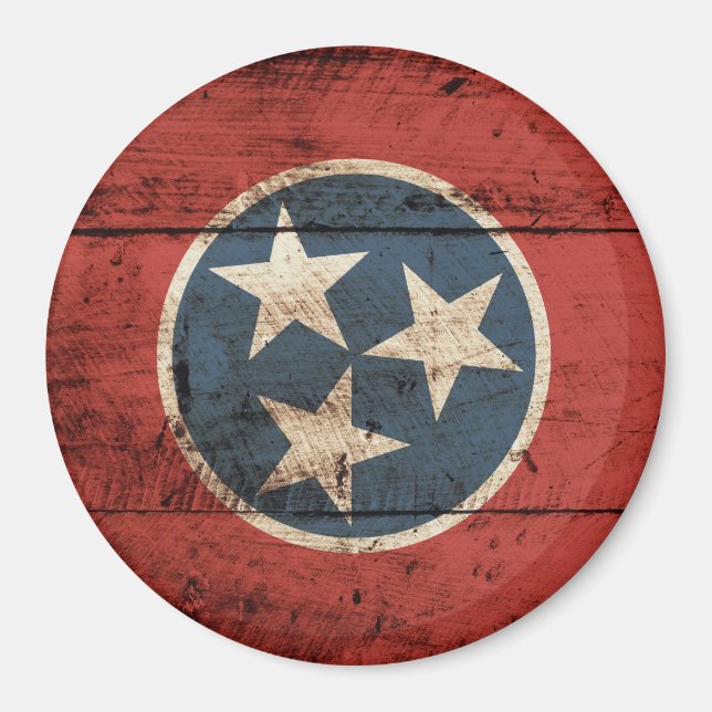 Imán Bandera estatal de Tennessee sobre grano de madera (Frente)