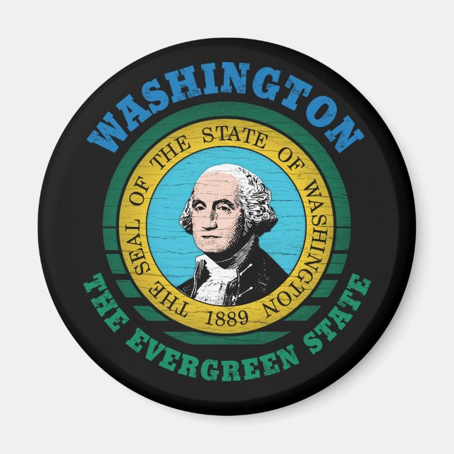 IMÁN BANDERA ESTATAL DE WASHINGTON EVERGREEN (Frente)